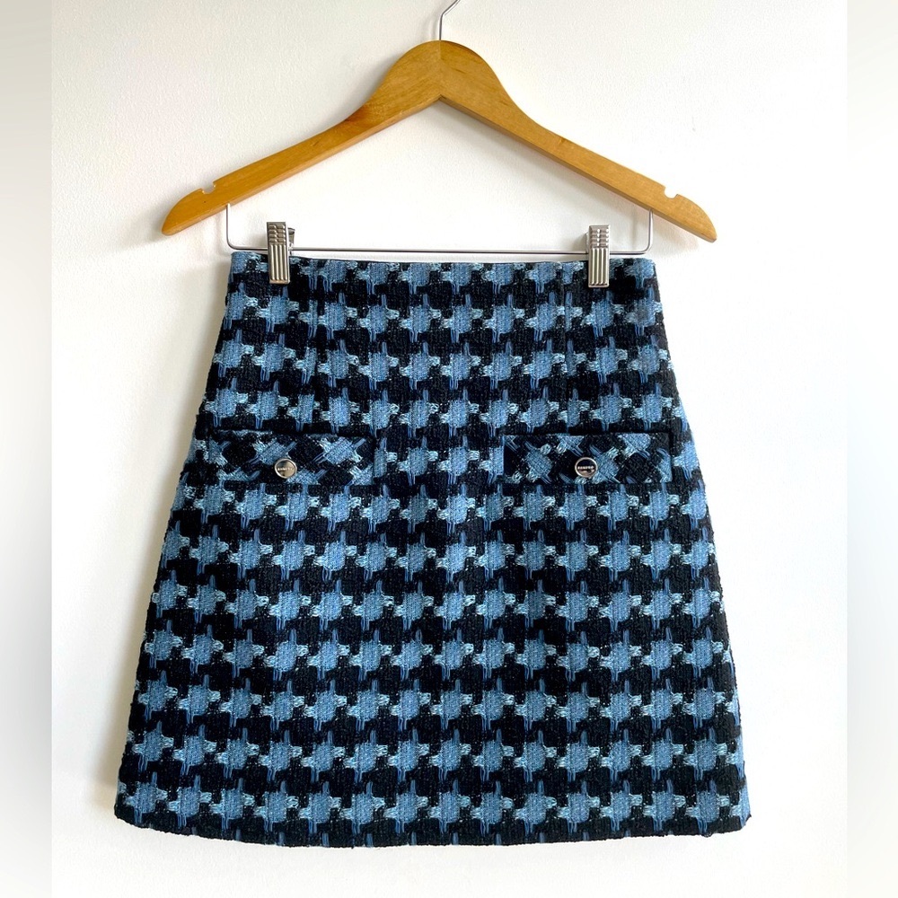 Sandro Mini Houndstooth Skirt